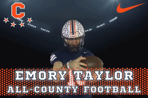 Football Player Emory Taylor Holding Ball