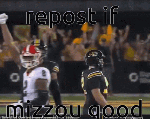 Football Player Fist in Air Repost If Mizzou Good