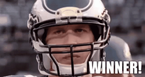 Football Player Helmet Saying Winner