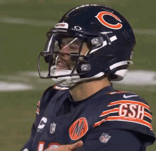 Football Player in Bears Helmet and Jersey
