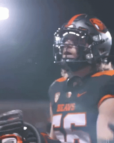 Football Player in Beavs Jersey