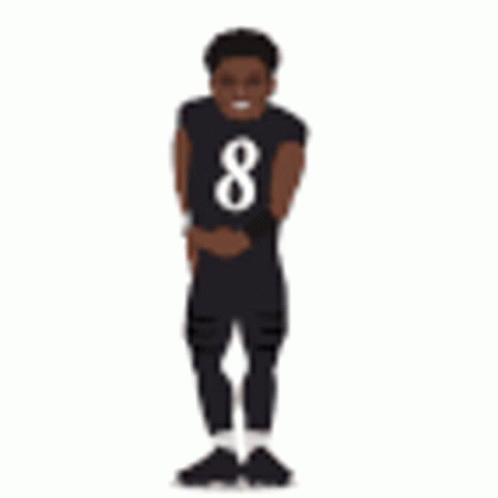 Football Player in Black Jersey with Number Eight