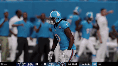 Football Player In Blue Jersey Number 0 GIF
