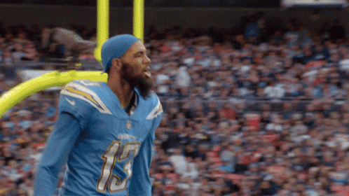 Football Player In Blue Jersey Number 13 GIF