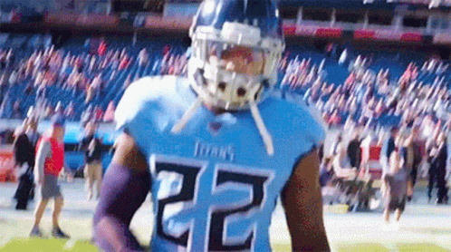 Football Player In Blue Jersey Number 22 GIF