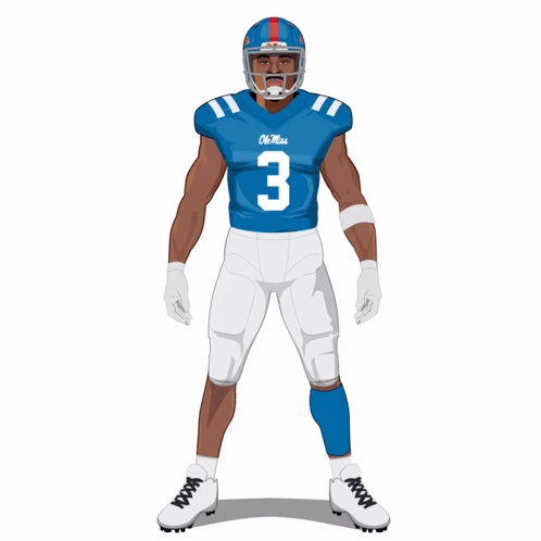 Football Player in Blue Jersey Number 3