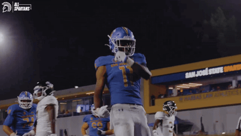 Football Player in Blue Uniform Number 7