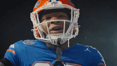 Football Player in Gators Helmet