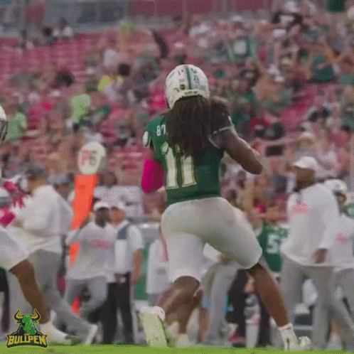 Football Player in Green Jersey Number 11