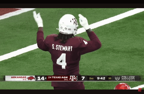 Football Player in Maroon Jersey Number 4