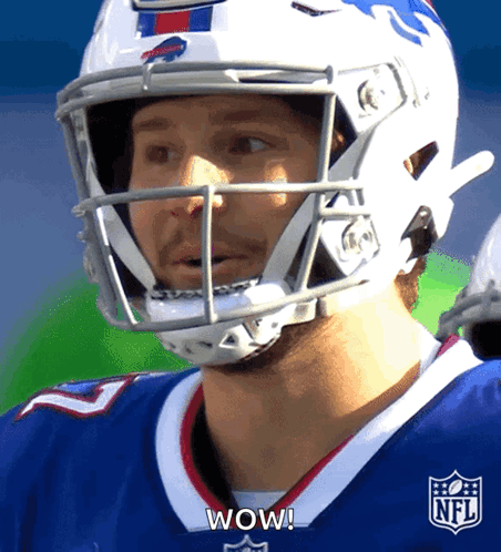 Football Player in NFL Helmet Says Wow