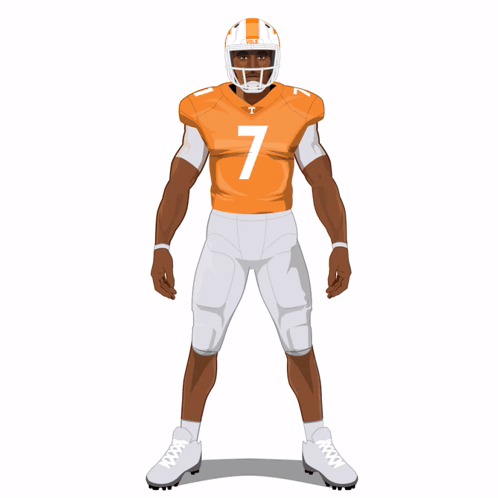 Football Player in Orange Jersey Number 7