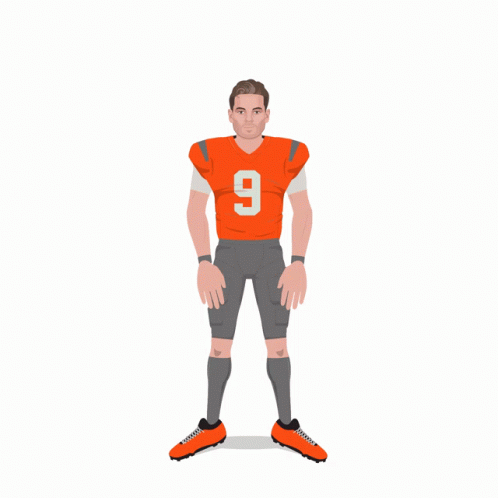 Football Player In Orange Jersey Number 9 GIF