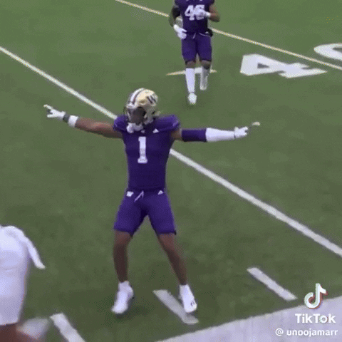 Football Player in Purple Jersey Davis Helmet