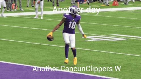 Football Player In Purple Uniform Number 18 GIF