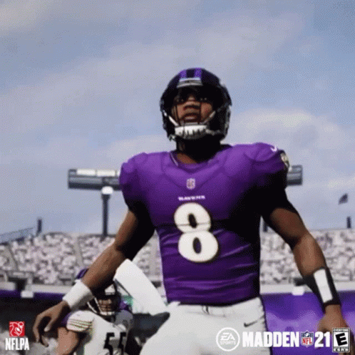 Football Player in Purple Uniform Number 8