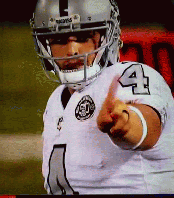Football Player in Raiders Helmet