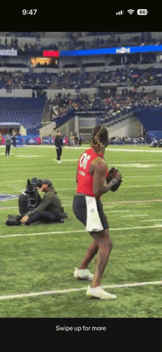 Football Player in Red Jersey Number 08