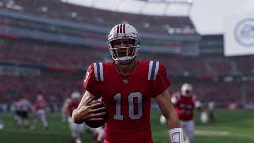 Football Player in Red Jersey Number 10