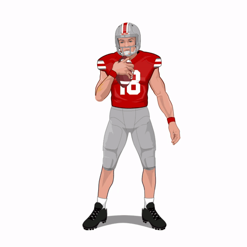 Football Player In Red Jersey Number 18 GIF