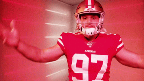 Football Player in Red Jersey Number 92