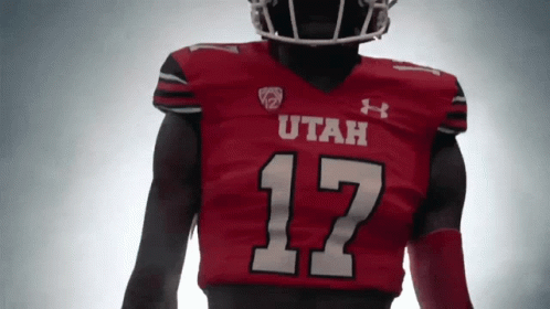 Football Player in Red Utah Jersey Number 17