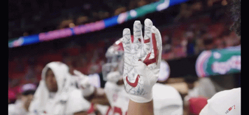 Football Player In White Gloves With Red C GIF