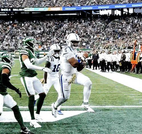 Football Player In White Uniform Number 5 GIF