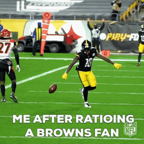 Football Player Kicking Ball Me After Ratioing A Browns Fan GIF