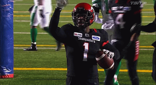 Football Player Number 1 Holding Ball GIF