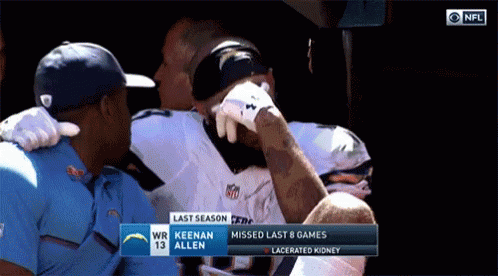 Football Player Number 13 Helped Off Field GIF