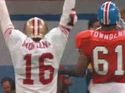 Football Player Number 16 Celebrating
