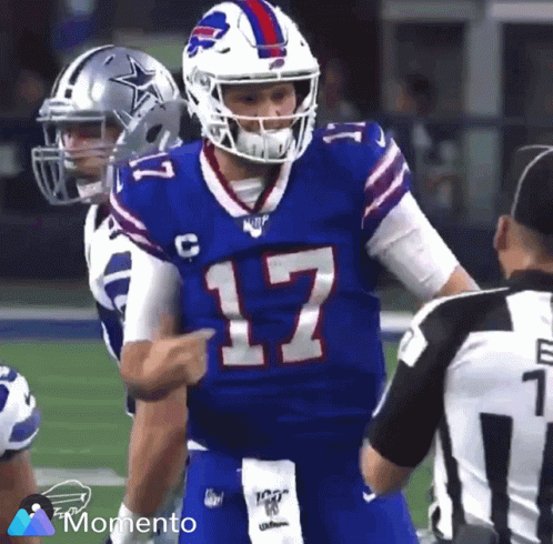Football Player Number 17 Talking To Referee GIF