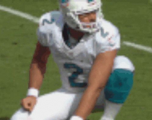 Football Player Number 2 Squatting