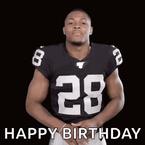 Football Player Number 28 Saying Happy Birthday