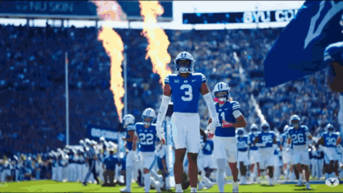 Football Player Number 3 Walks Off Field