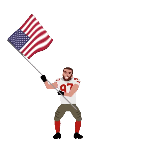 Football Player Number 3 With American Flag