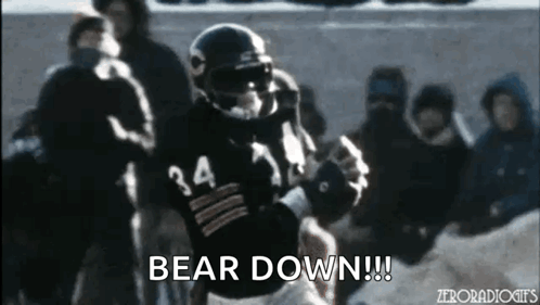 Football Player Number 34 Running Says Bear Down GIF