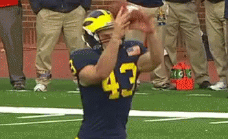 Football Player Number 43 About to Catch Ball