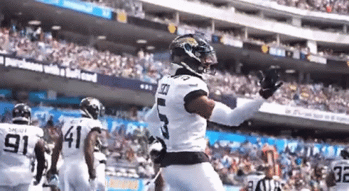 Football Player Number 5 Celebrating Touchdown