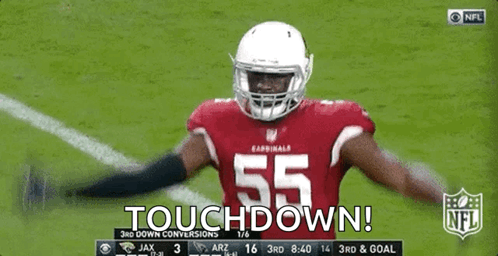 Football Player Number 55 Celebrating Touchdown GIF