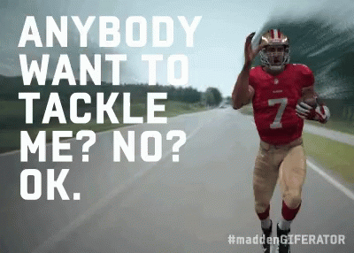 Football Player Number 7 Running on Road