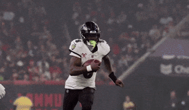 Football Player Number 80 Running with Ball