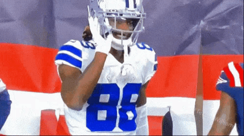 Football Player Number 88 With Helmet and Gloves