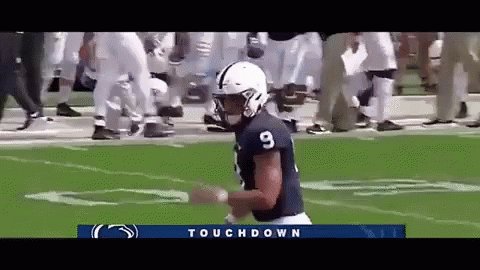 Football Player Number 9 Running On Field GIF