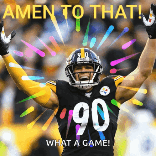 Football Player Number 90 Celebrating