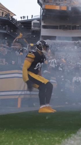 Football Player Number 90 Jumping
