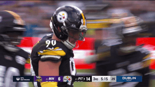 Football Player Number 90 on Helmet