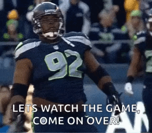 Football Player Number 92 Says Let's Watch the Game Come On Over