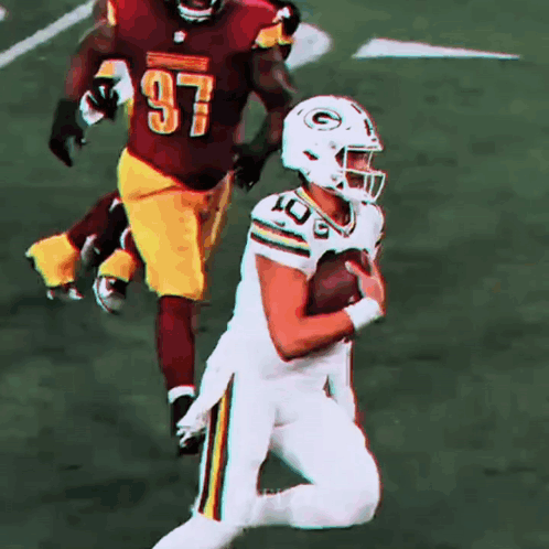 Football Player Number 97 Running With Ball GIF